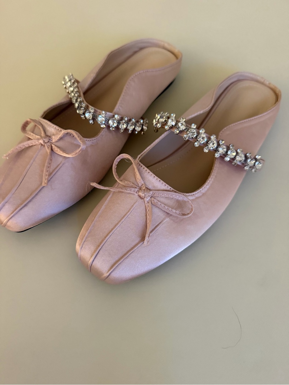 Embellished Pink Satin Slip-On